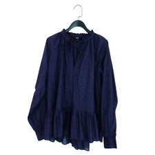 NEXT Dark Purple Embroidered Peplum Tie Neck Long Sleeve Blouse - Size 10