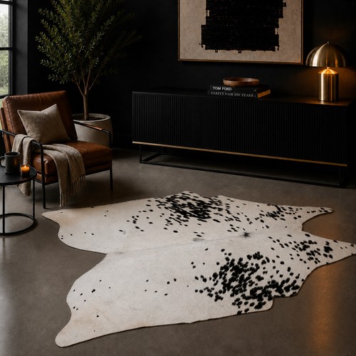 Genuine brown white - white, cowhide