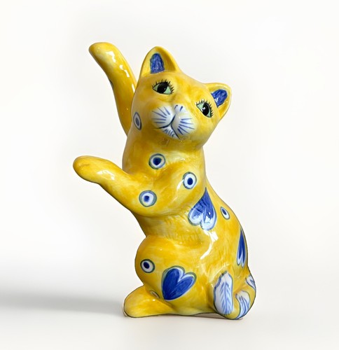 Vintage faience cat - cat, vase