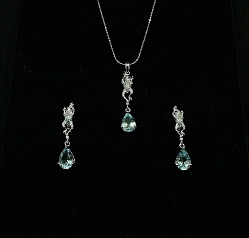 Silver topaz earrings pendant - topaz,