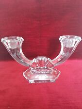 Vintage Val Saint Lambert, Belgium, Crystal Art Deco Style Double Candle Holder