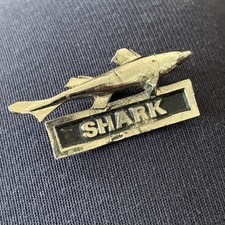 Vintage Souvenir HM Submarine SHARK Silver Tone & Enamel Pin Badge