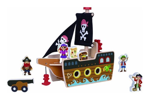 Wooden pirate ship playset - wooden,
