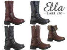 Ladies Ella Boots Faux Fur Low