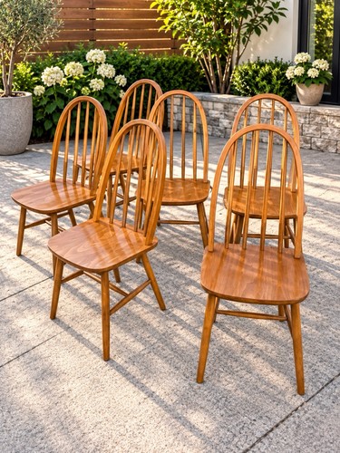 Mid century teak set six - mid, of