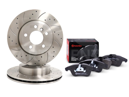 Front drilled grooved - grooved, brake