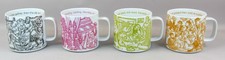 VERY RARE Vintage FULL SET Herdy Wool Journey Mugs From Original Linocuts.