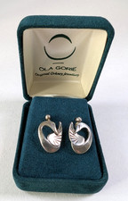 Vintage Ola Gorie Scottish Sterling Silver Swan Earrings. Boxed. Orkney.