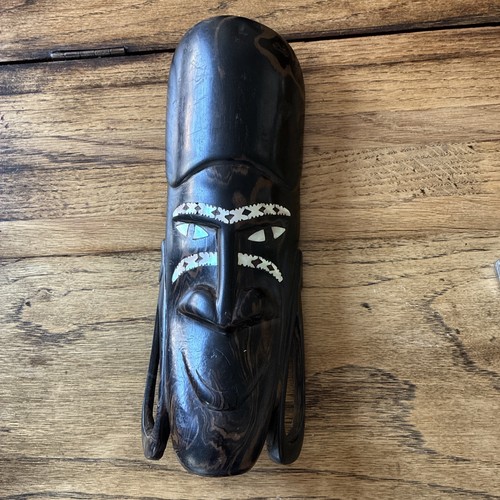 Vintage wooden carved mask - carved,