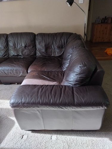 Dfs brown leather - leather, sectional