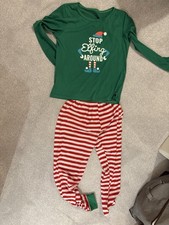 Women’s Elf Christmas Pyjamas Green Red White Size M Good Condition