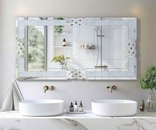 Venetian Wall Mirror – Elegant Decorative Silver  with Embedded Crystals AUCTION