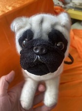 “FUZZY NATION” REALISTIC LIFE LIKE PUG DOG PLUSH PURSE HAND BAG 2010 Cute As 10”