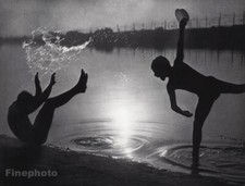 1960 Vintage Boys Sunset Lake Beach Fun Splashing Play Robert Manson Photo Art