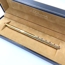 St dupont diamond & Ruby set, gold plated ballpoint pen, boxed 