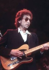 Bob Dylan plays a Fender Telecaster electric guitar on stage in 1974 Old Photo 1