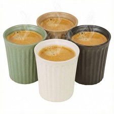 Ribbed Stoneware Espresso Mugs