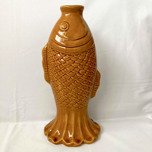 Mustard fish vase reactive - mustard,