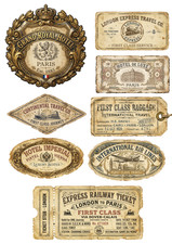 Vintage Travel Labels - 1xA4