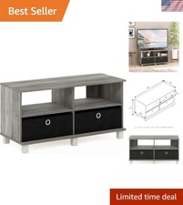 Compact Entertainment Center with 2 Shelves & Bin Drawers for Organized Spaces