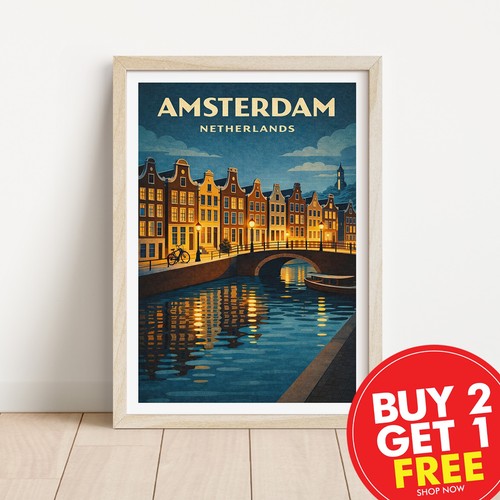 Amsterdam travel print - amsterdam,