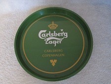 Vintage Carlsberg Lager 12'' Round Metal Beer Pub Tray - Man Cave Home Bar VGC