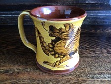 VINTAGE TEIFI WALES STUDIO POTTERY DRAGON DESIGN TANKARD MUG SIGNED 