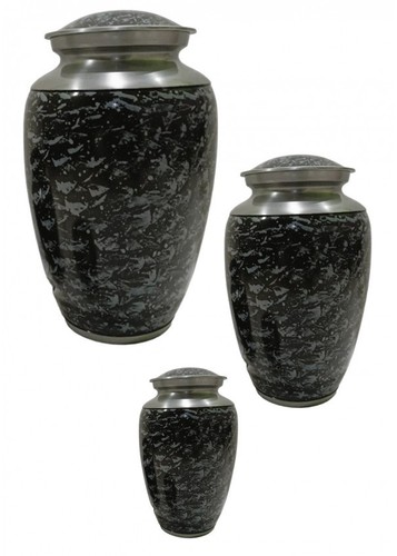 Black silver urn pattern - black,