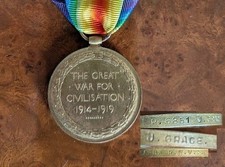 WW1 Victory Medal, Royal Naval Volunteer Reserve, Able Seaman J. Grace, R. 6851