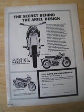 SECRET BEHIND THE ARIEL DESIGN MOTORCYCLE 1963 ADVERT A4 FILE 54