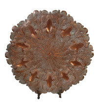 19th C Pure Copper Wall Plaque Plate Middle Eastern/Moroccan Style 29cm Antique