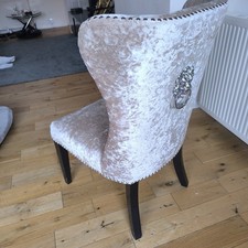 Crushed Velvet Lion Ring Back Chair In Champagne Colour