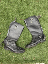 LEWIS LEATHERS Vintage MOTORCYCLE Buckle Zip Long Boots England Made Size UK 10