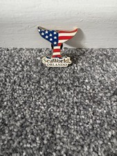 Sea World SeaWorld Orca Killer Whale Tail American Flag FL Orlando Pin