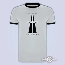 KRAFTWERK Tribute  AUTOBAHN RETRO TECHNO Mens T-shirt Ringer White