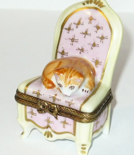 Limoges france box cat on - limoges, ~