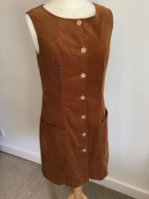 Joe Browns Burnt rust/ Orange Corduroy Pinafore With Pockets Dress Size 10