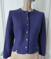 Geiger Cropped Jacket Purple Pure Wool Buttons UK 12 to 14 Medium Tyrol Austria 