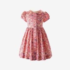 Rachel Riley, Coral Floral Button Front Dress Girls, 2-3 Years RR012/1