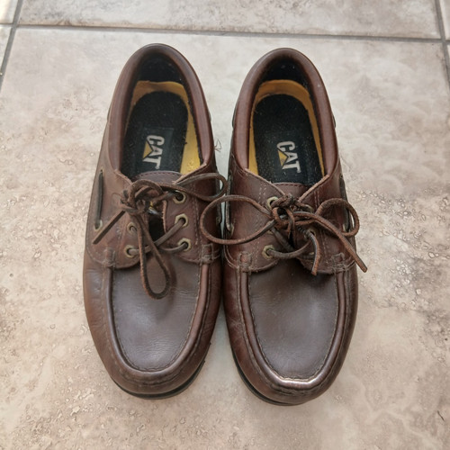 Cat brown leather boat - brown,