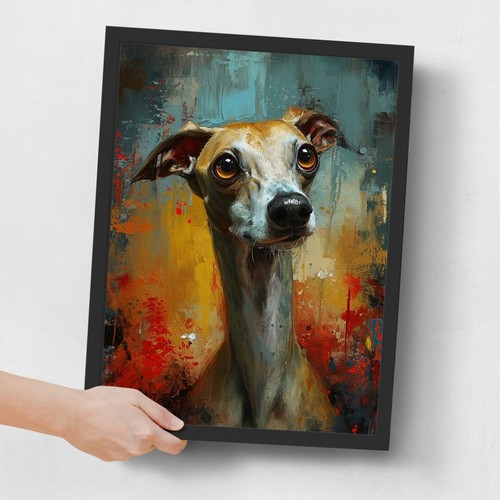 Whippet dog wall art - oil, style