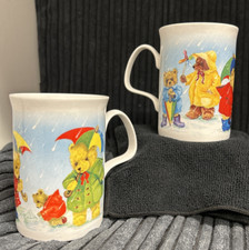 Lot of 2 Playtime Teddy Bear Roy Kirkham Fine Bone China Cup Mug 1993 England