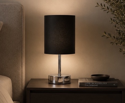 Black chrome touch lamp table - chrome,
