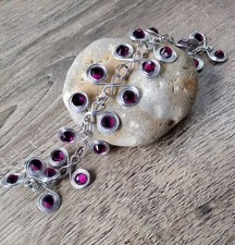 BRACELET HANDMADE SILVER CRAFTWIRE PURPLE CRYSTAL BEAD SPIRAL DESIGN IN GIFT BOX