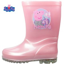 GIRLS PEPPA PIG PINK GLITTER WELLIES SNOW RAIN WELLINGTON BOOTS UK SIZE 5-10