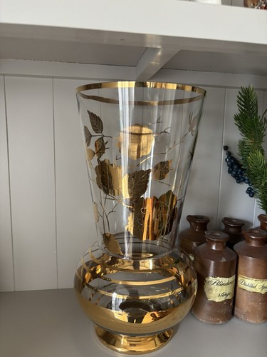 1950 60s gold floral vase - gold, 💛