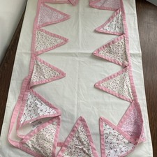 Laura Ashley 100% cotton pink floral bunting 15 flags great concept approx 8ft