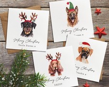 Dog Personalised Christmas card, inc French Bulldog, Labrador, Alsatian (SQ)