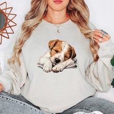 Sleeping Puppy Wire Fox Terrier Animal Womens Sweatshirt Pet Lover Gift Jumper