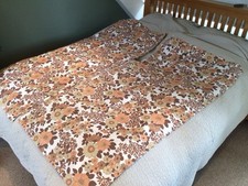 Vintage Retro Synthetic Mix Orange & Brown Floral Print Curtains 69” x 64”